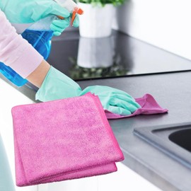 GANGKART-Ceramic Knobs World Single Microfiber Cleaning Cloth 40x40 cm - Ultra Absorbent Microfiber Cloth for Home, Kitchen Car Bathroom Rags Polish Cleaning 250 GSM (Pink)
