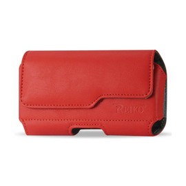 Red Horizontal Executive Leather Case with Extra Card Slot, Magnetic Closure with Belt Clip and Belt Loops Compatible with Consumer Cellular ZMax 11, Zmax 10