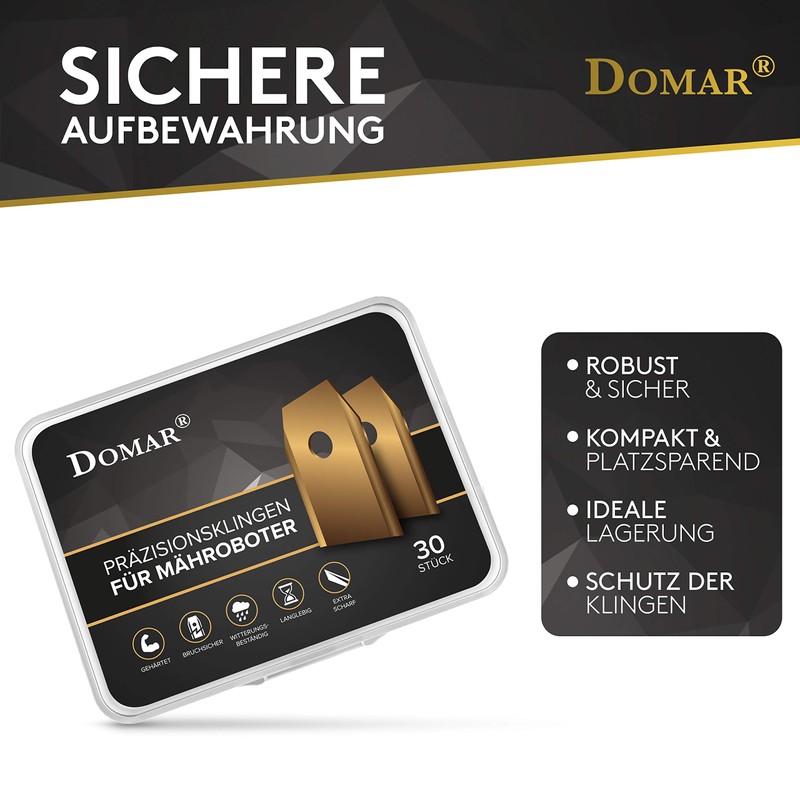 Domar – Pack of 30 Robotic Lawnmower Replacement Blades –