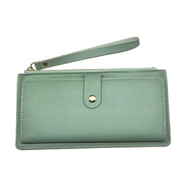 CCAIPU Wallet for Woman, Slim Credit Card Wallets Small Wallet with Buckle Zipper Ladies Wallet Purse (Light Green)