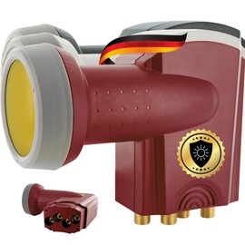 Schwaiger 714371 Digital Premium Quad LNB (Charcoal) for Two Participants with Sun Protect and Pull-Out Weather Protection, Gold-Plated Connectors for the Highest Quality (Full HD, 3D, Ultra HD / 4K)