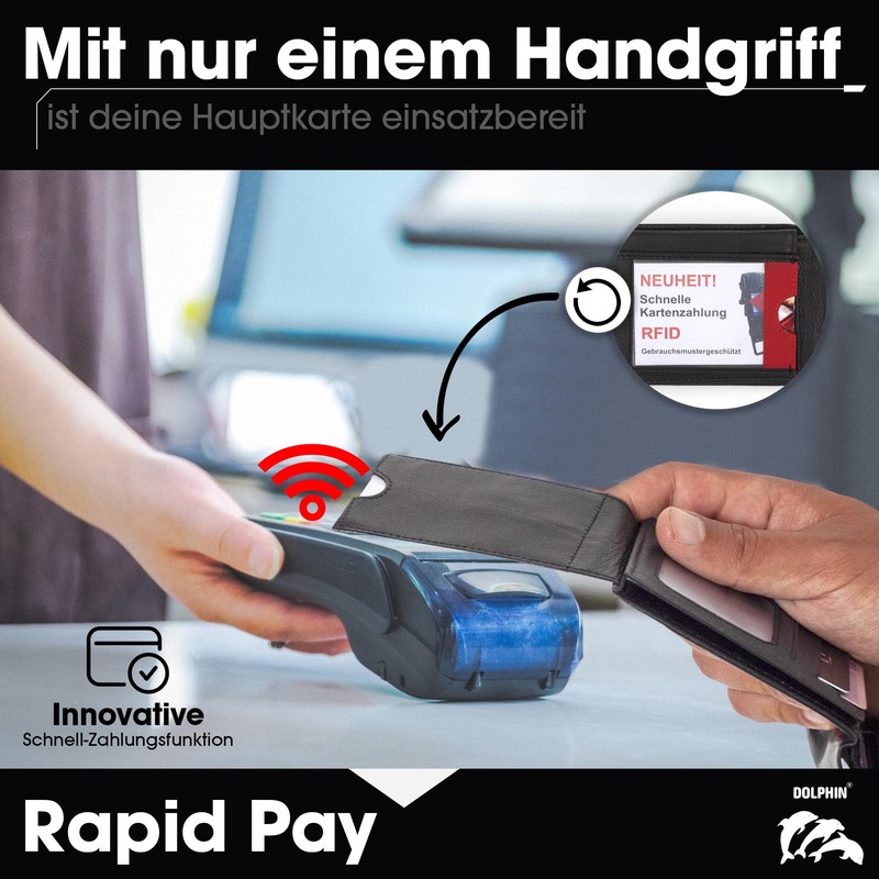 Dolphin® Men's Leather Wallet "Rapid Pay" - Wallet with Contactless