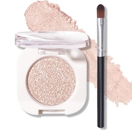 QIUFSSE Glitter Eyeshadow Champagne Single Eyeshadow,Ultra Fine Shimmer Eyeshadow Lightweight Sparkling Blendable Formula,Daily Multiuse Glossy Eyes Makeup (Weaving Maid)