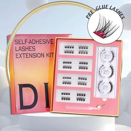 M J JOMAY DIY Self-adhesive Lashes Exrension Kit,Pre-Glue Lashes,1s Wear,1s Remove,Self-Adhesive Lash Cluster,Self-Adhesive eyelashes, Cosmetic