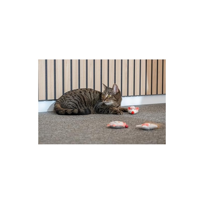 Flamingo Cat Toy Lovu Mouse - Beige, 9.5 × 5.5