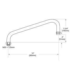 KWODE Swivel Swing Nozzle Spout 12 Inch Replacement Kit for Commercial Kitchen Sink Faucet Stainless Steel Add-on Spout Fits for 2 or 3 Bay Compartment Sinks, Chrome Finish (M25*1.25mm)