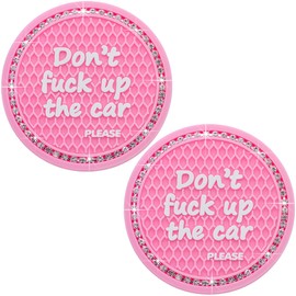 MEAJOO 2PCS Bling Crystal Rhinestone Cup Holder Coaster – 2.75 Inch Anti-Slip Auto Insert Cup Coaster – Sparkling Interior Decor Accessories for Cars & Vehicles (Pink & White)