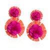 Vavhoo Raffia Flower Earrings Raffia Straw Wrapped Hot Pink Flower