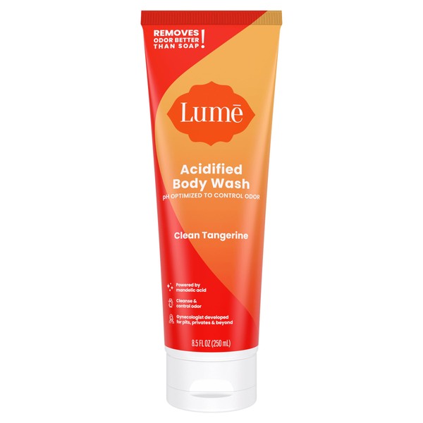 Lume Acidified Body Wash - 24 Hour Odor Control - Removes Odor Better than Soap - Moisturizing Formula - SLS Free, Paraben Free - Safe For Sensitive Skin - 8.5 ounce (Clean Tangerine)