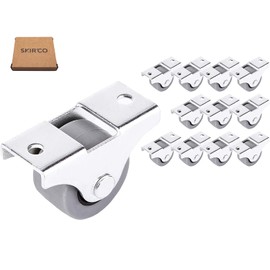 SKIR'CO Pack of 12 Small 25 mm Furniture Castors Rubber Castors Non-Swivel Fixed Castors Oneway Direction (12)