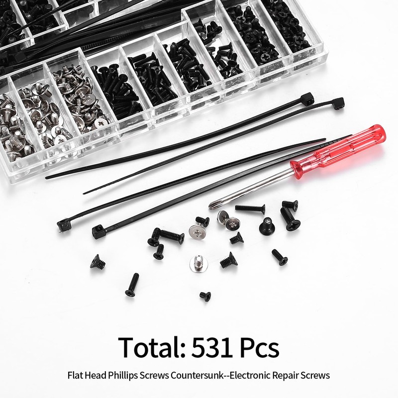 531 Piece M2 M2.5 M3 Screws Set, PC Screws Set,