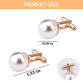 Pearl Cufflinks for Men Tuxedo Shirt Studs Pearl French Cuff Links for Men Wedding Birthday Valentine'S Day Gifts for Boyfriend Husband Best Friends
