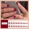 Vopintpy Heart Pearl Press on Nails Red French Tip Fake