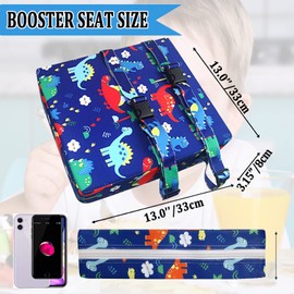 Booster Seat for Dining Table Dismountable Washable Highchair Booster Cushion Chair Heightening Seat Pad with 2 Straps Safety Buckle for Kids (Dinosaur Blue)