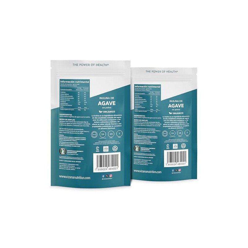 VIZANA NUTRITION | Inulina de Agave Orgánica Certificada USDA en
