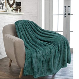 RayyanLinen Waffle Honey Comb Throw Blanket Super Soft Luxurious Versatile Sofa Bedspread Travel Throw (EMERALD GREEN, SINGLE - 125 x 150CM)