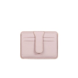 grande 3607 Genuine Leather Card Holder for Women and Men Slim Minimalist Small Snap Wallet (Pale Pink)