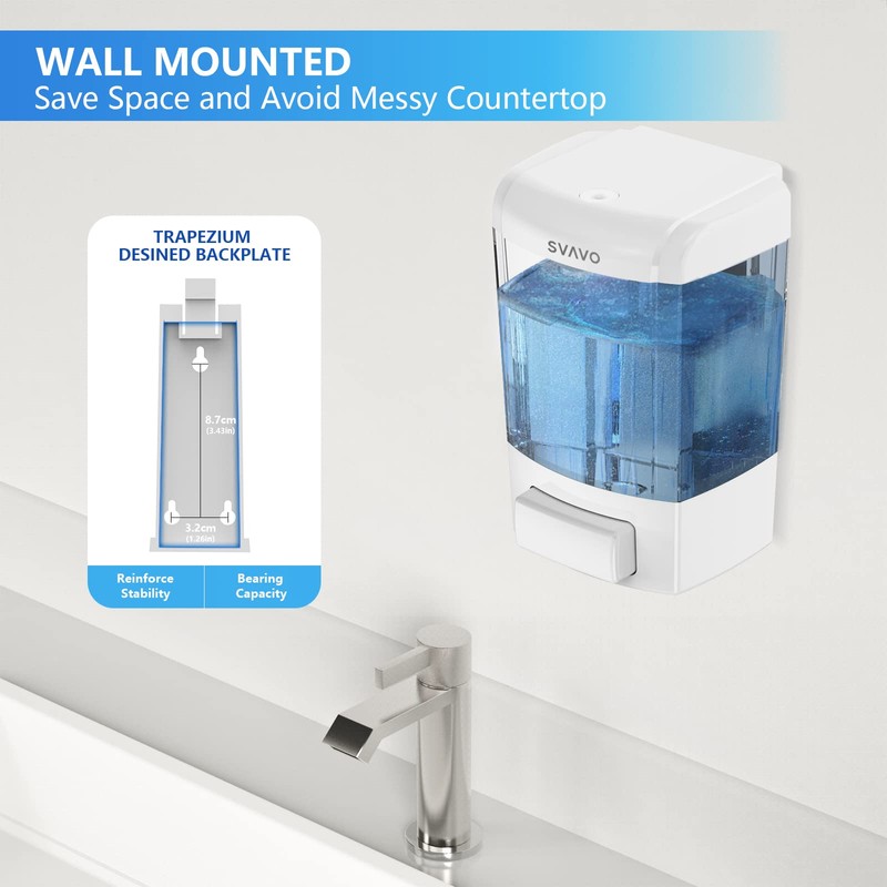 SVAVO Wall Mounted Soap Dispenser Kitchen Bathroom Manual Soap Dispenser
