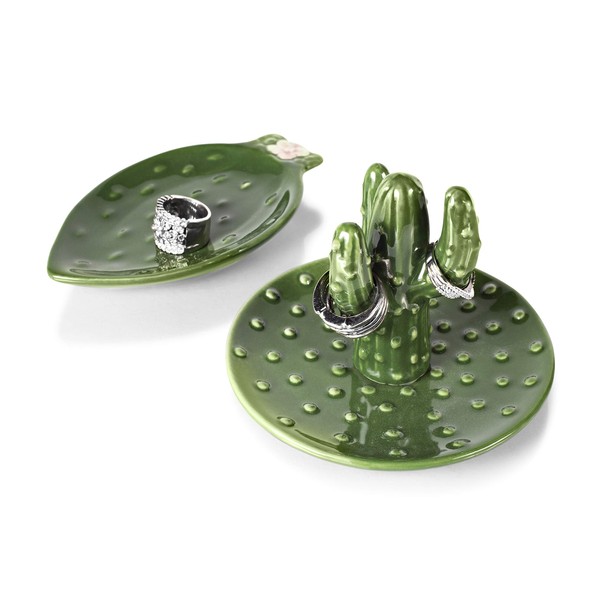 Decor Park Cactus Ring Holder - Set of 2 - Perfect Cactus Decor - Jewelry Dish for Women - Cactus Gifts for Girls, Teen, Girlfriend, Best Friend