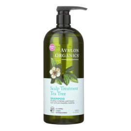 Avalon UD_Avalon 32 oz Organic Tea Tree Shampoo Argan Oil Anti-Dandruff Leave-In Smoothing and Refreshing for Effective Cleansing