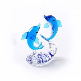 gifthub Glass Dolphin Decoration, Glass Art Sculptures, Glass Dolphin Decoration Series,Tabletop Simulation Animal, Car, for Mothers(D)
