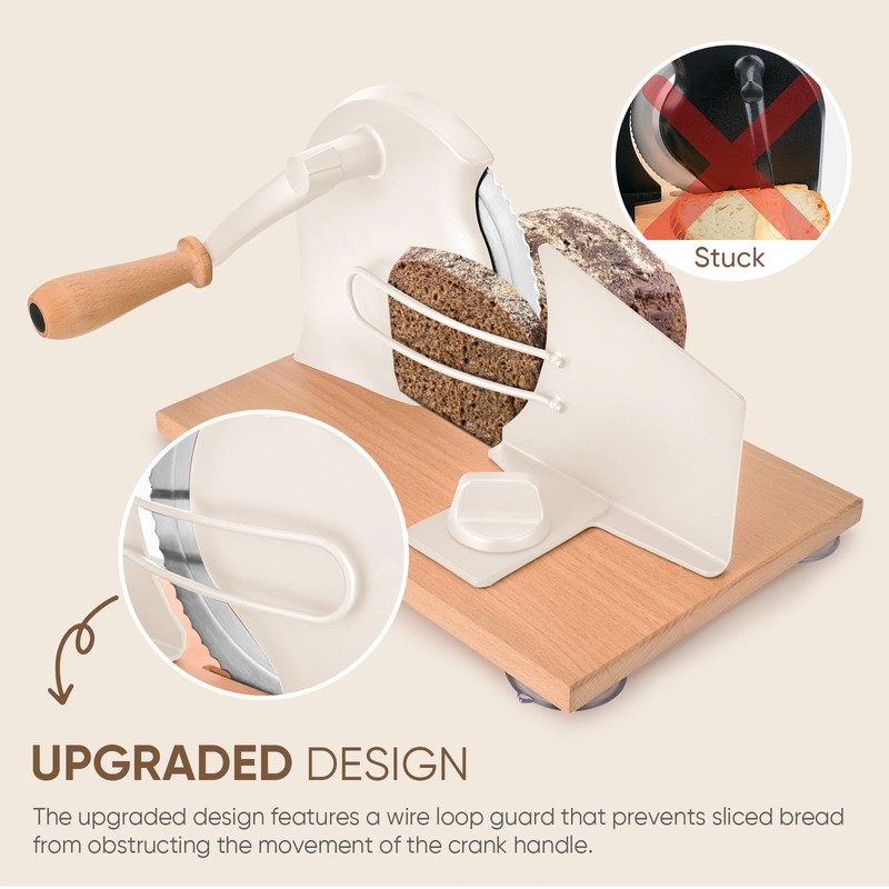 SOWKIPE Manual Bread Slicer with Hand Crank, Classic Home Bread