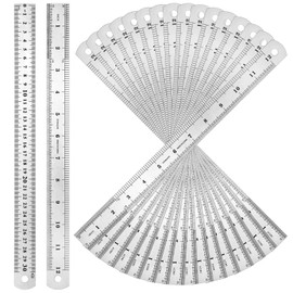 30 Pieces Metal Ruler 12 Inch Stainless Steel Rulers Metal Rulers with Imperial Metric Measurements Etched Markers Straight Edge Ruler Metal Rulers Bulk for School Classroom Home Office Supplies