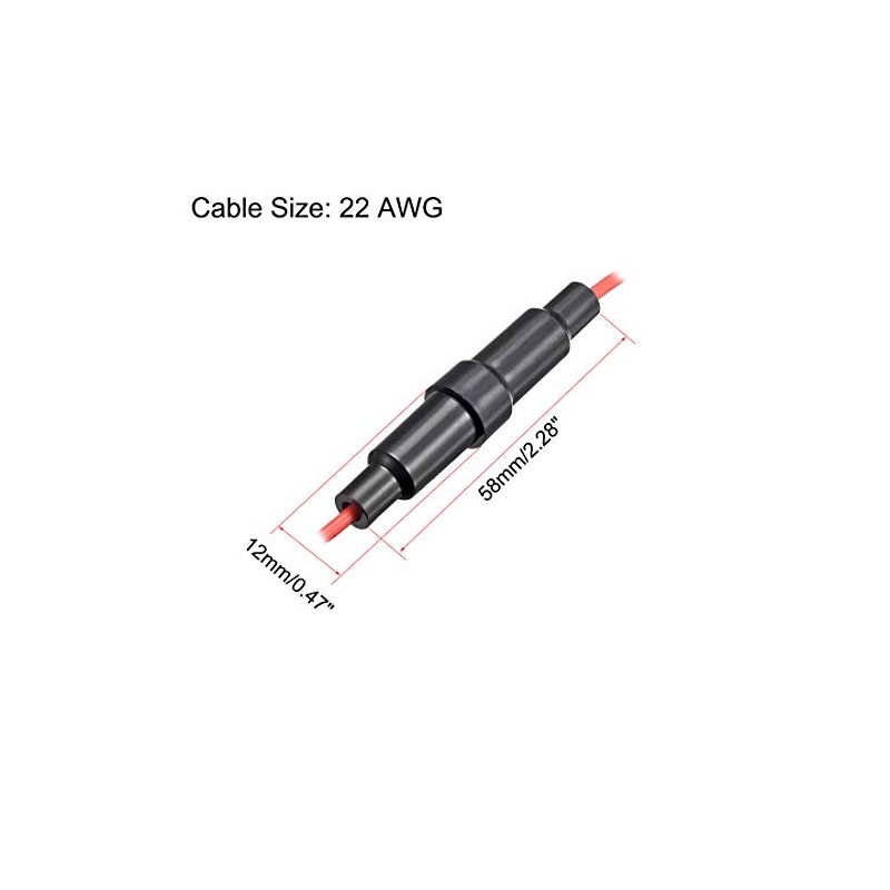 sourcing map Inline Screw Type Fuse Holder 22 Gauge AWG