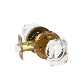 SORWDUERM Antique Brass Door Knob Crystal Door Knob Interior Privacy Door Knobs for Bedroom and Bathroom Glass Door Knob,Zinc Alloy 1 Pack