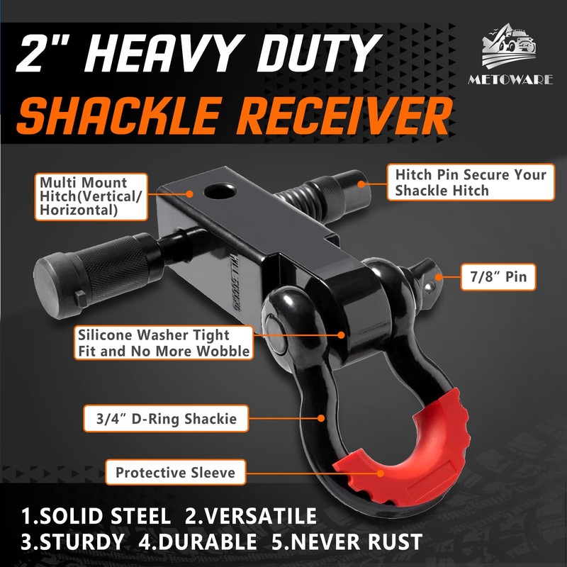 METOWARE Heavy Duty Tow Strap Recovery Kit - 3" x