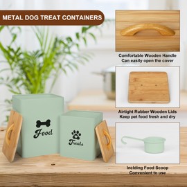 Dekosilave Dog Treat Container 2PCS, Dog Food Storage Container with Lids Airtight, Dog Treat Jars for Kitchen Counter-7+3Lbs (Saga Green)