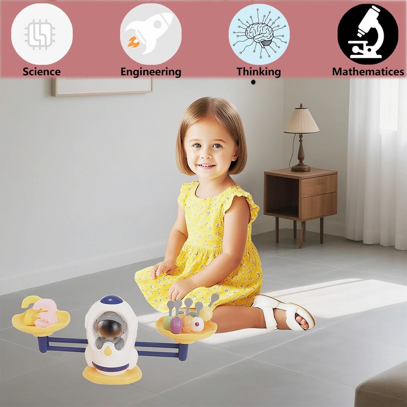 NUC Raumschiff-Waage Mathe-Lernspielzeug – Montessori Spielzeug ab 3 Jahre, Zahlen