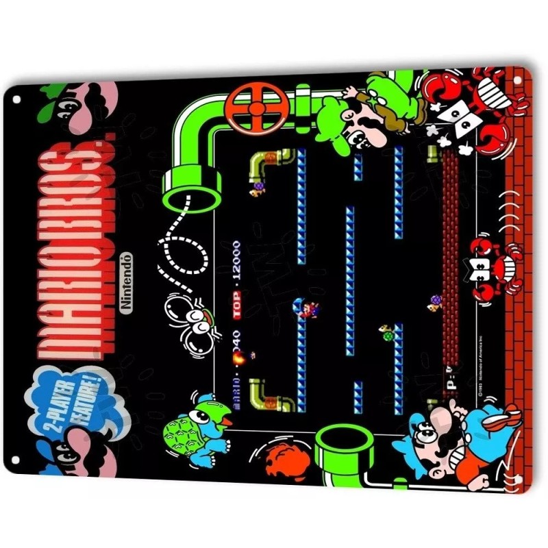 Mario-Bros Classic Arcade Marquee Game Room Man Cave Wall Decor