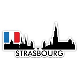 Squiddy Strasbourg France City Skyline - Vinyl Sticker Decal for Phone, Laptop, Water Bottle (4" Wide)