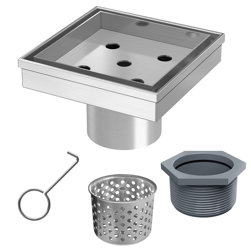 Sharpeye 4 Inch Square Shower Drain with Removable Tile Insert