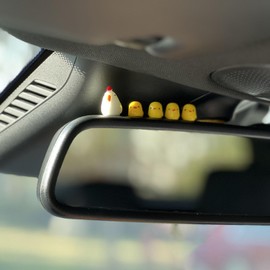 NMOHYDEU Cute Mini Chickens Car Dashboard Accessories Fun Chicks Car Rearview Mirror Decor Car Mirror Interior Ornaments, Fairy Garden Landscape Decor Home Decor Car Gifts