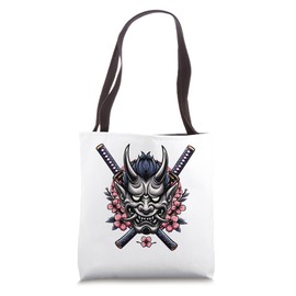 Oni Mask Face Mask Dual Katana Demon Mask Japanese Oni Mask Tote Bag