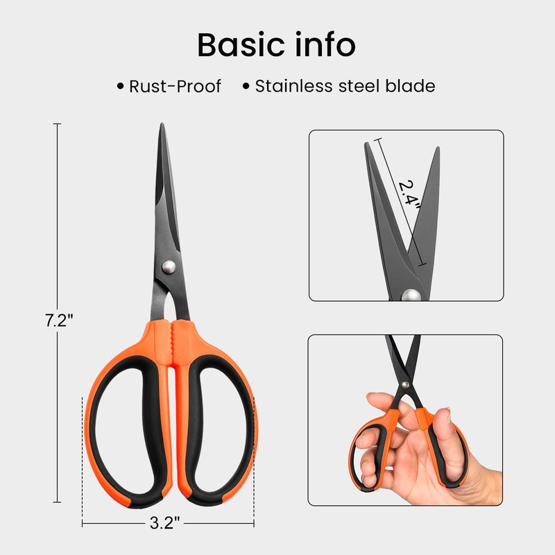 GROWNEER 6 Packs Trimming Scissors Teflon Coated Non Stick Blades