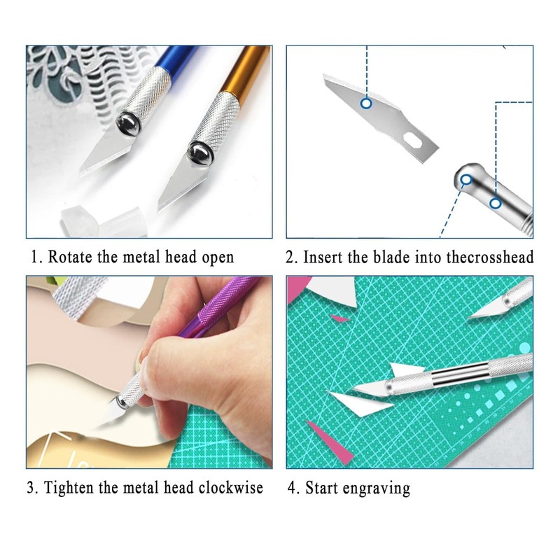 Precision Craft Knife Set, 2 Aluminum Handles with 10 Replacement