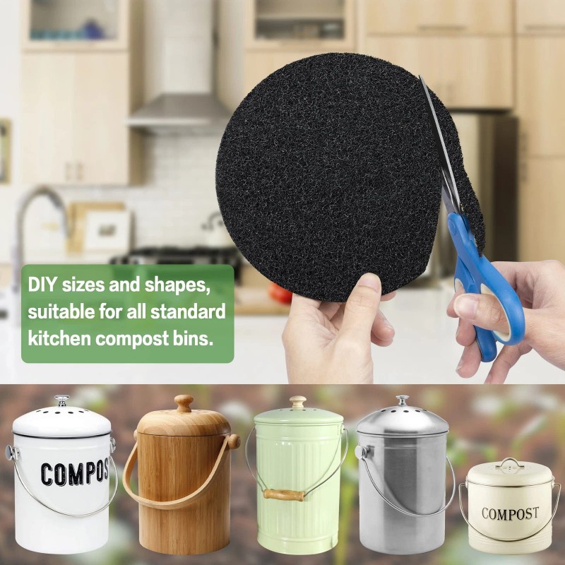 Mylifeunit 16-Pack Charcoal Filters for Kitchen Compost Bins (7.25 Inches)