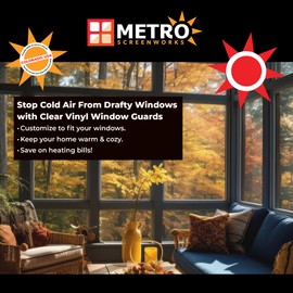 Metro Screenworks Draft Blocker - Custom Size Window Screen (Vinyl) - Wind Blocker Cold Air Window Draft Stopper, Protection, Guard, Excluder - Porch, Patio, Window Screen Replacement (Bronze)