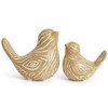 2 Pack Wood Grain Ceramic Bird Figurines, Small Bird Statues