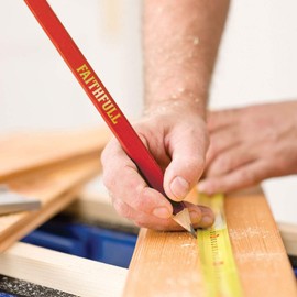 Faithfull CPSHARP Carpenters Pencils (Pack of 3 +Sharp Card) - Red