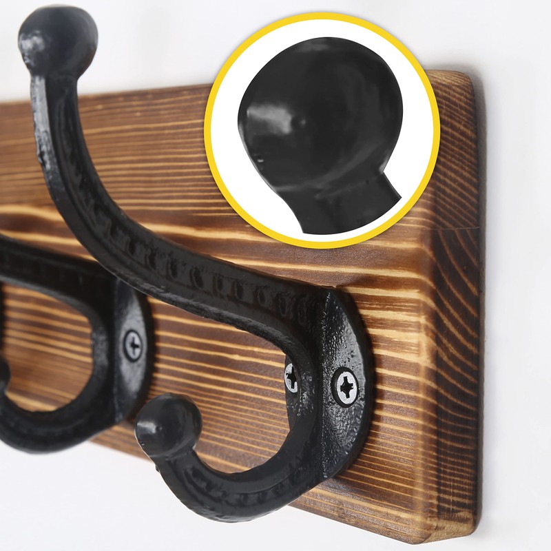 WEBI Rustic Coat Rack Wall Mount,5 Cast Iron Coat Hooks