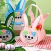 SiliFine 4 Pcs Felt Easter Bunny Basket Bag with Name
