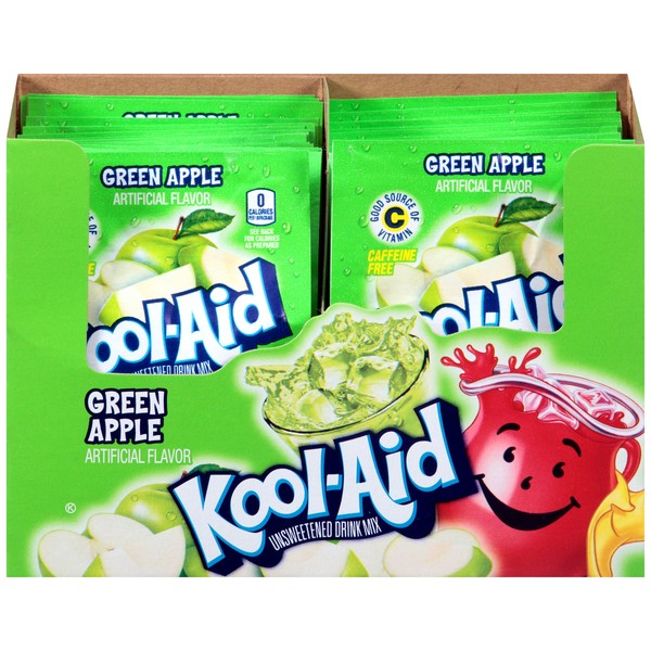 Kool-Aid Unsweetened Caffeine Free Green Apple Zero Calories Powdered Drink Mix Pitcher Packets , 48 count ( Pack of 4 )