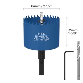 ANDELI 2-1/2'' Bi-Metal Hole Saw with Center Drill, to be Assembled, high Opening Efficiency for Wood, Corn Hole Boards, Plastic, plasterboard and Thin Sheet Metal Openings