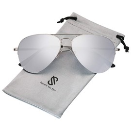 SOJOS Men's Women's Sunglasses, Classic Semi Metal Frame SJ1106 with Silver Frame/Gradient Silver Mirrored Lens