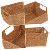 WOONEKY Seagrass Woven Rectangle Basket Wicker Storage Basket for Desktop