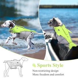 VIVAGLORY Dog Life Vest for Puppy Small Medium Large Dogs, Easy on & Off Sports Style Life Jackets for Dogs with Adjustable Nylon Straps, Bright Yellow